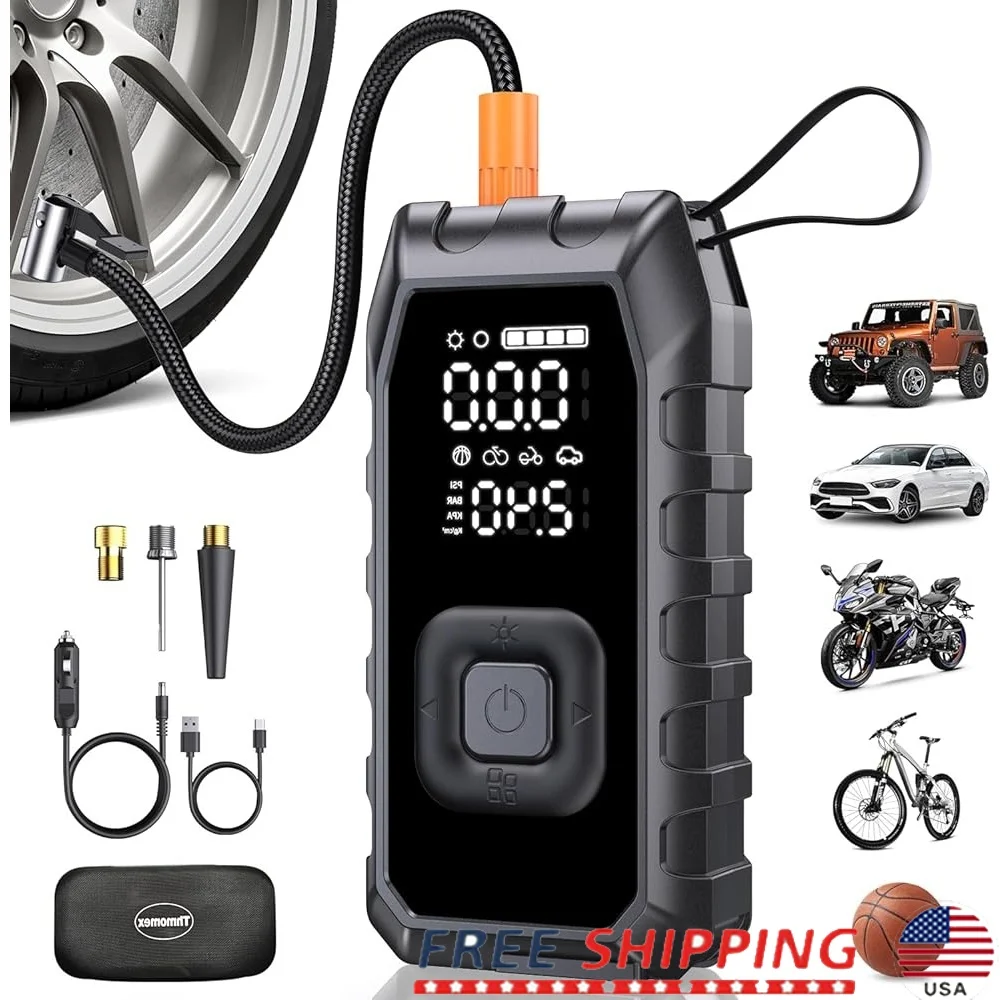 

Portable Air Compressor Tire Inflator 20000mAh 180PSI Dual Cylinder Cordless Electric Pump with Emergency Light Power Bank