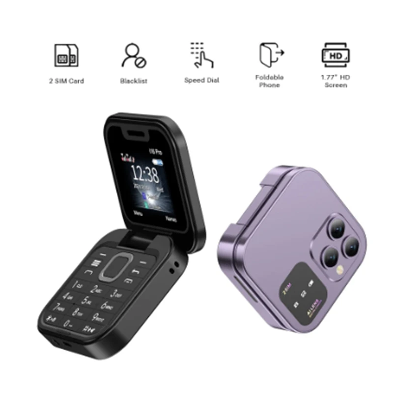 Флип-телефон компактный складной, 2sim-карты