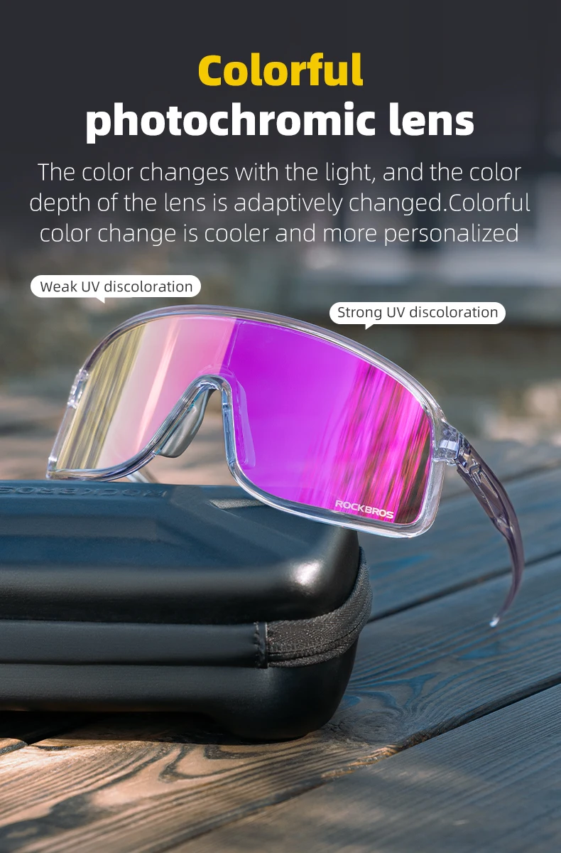 ROCKBROS rad brille leichte polarisierte photochrome brille UV400 sonnenschutz HD-Ansicht großer rahmen MTB fahrrad brille – Detail 6