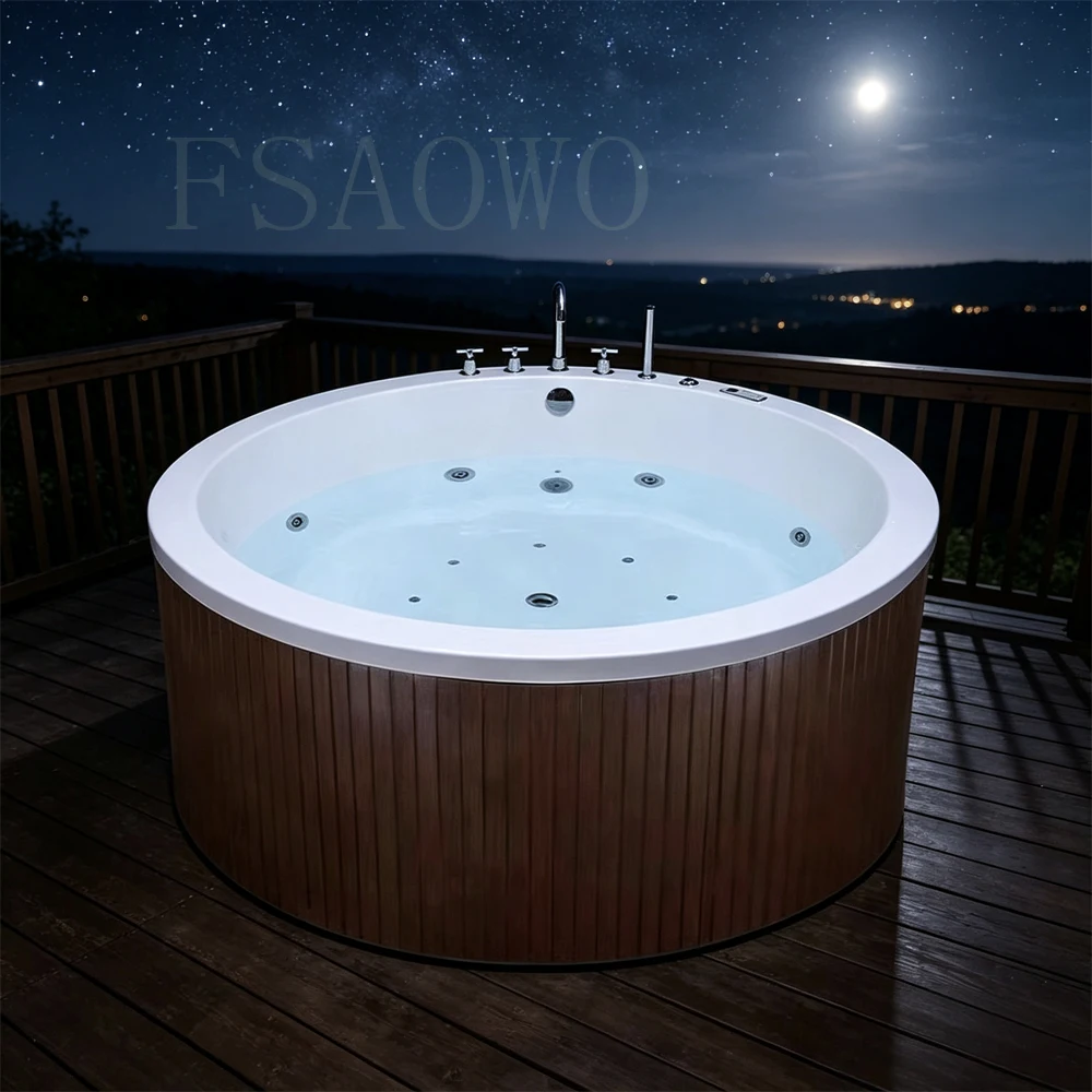 Deep Soaking Round Shape Outdoor Hot Tube 120 Jets  Outdoor Spa Tub 5 People Royal Beauty Deep Soak Hot Water Bath with Filter