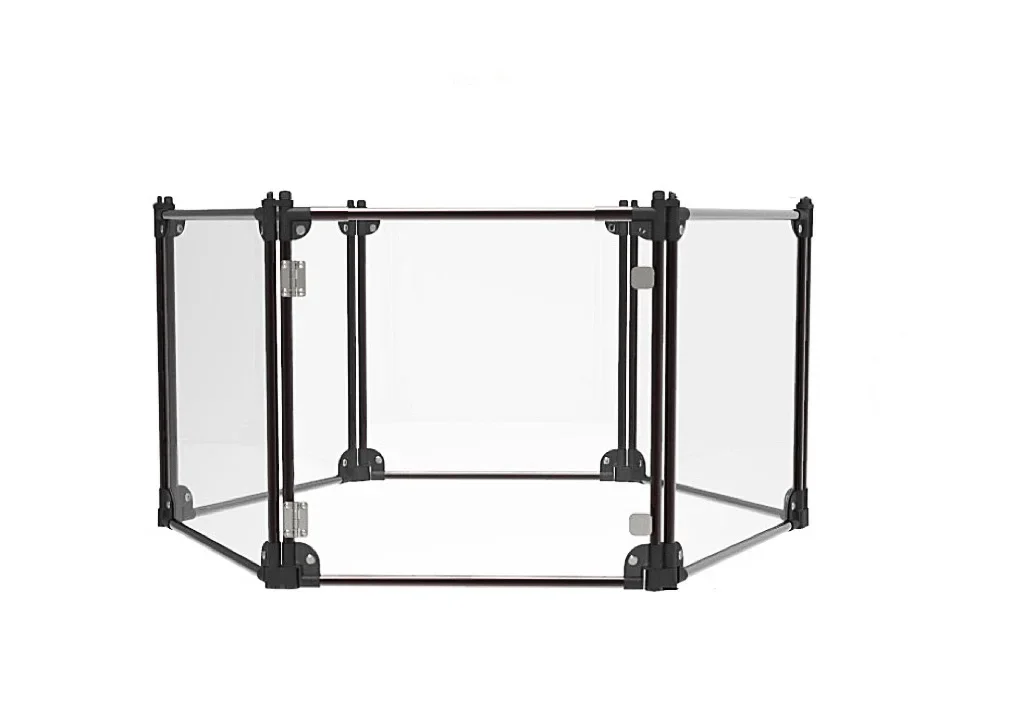 Factory Supply Luxury Acrylic Aluminium Detachable Pet Playpen Transparent Cat Kennel House Dog Fence Pen