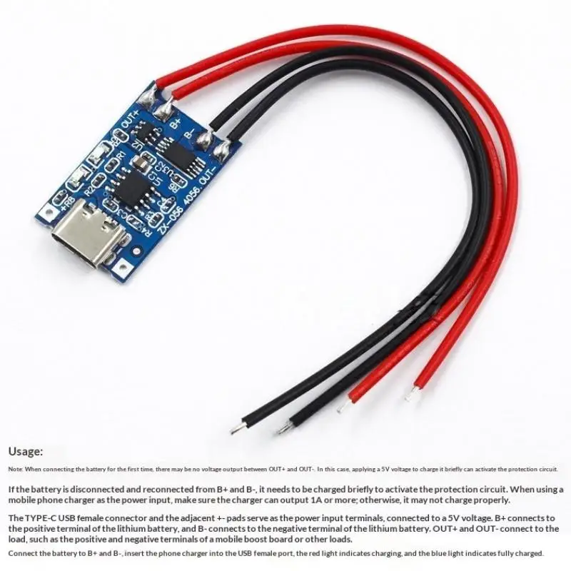 2PCS 3.7V 1A Micro/Type-c/Mini 18650 TP4056 Lithium Battery Charger Module Charging Board With Protection Dual Functions Li-ion