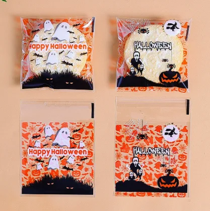 50 Stück Halloween-Kürbis-Geister-Fledermaus-Muster Selbstklebende Plastiktüten für DIY Hausgemachte Kekse Party Schmuck Feiertagsgeschenke – Detail 13