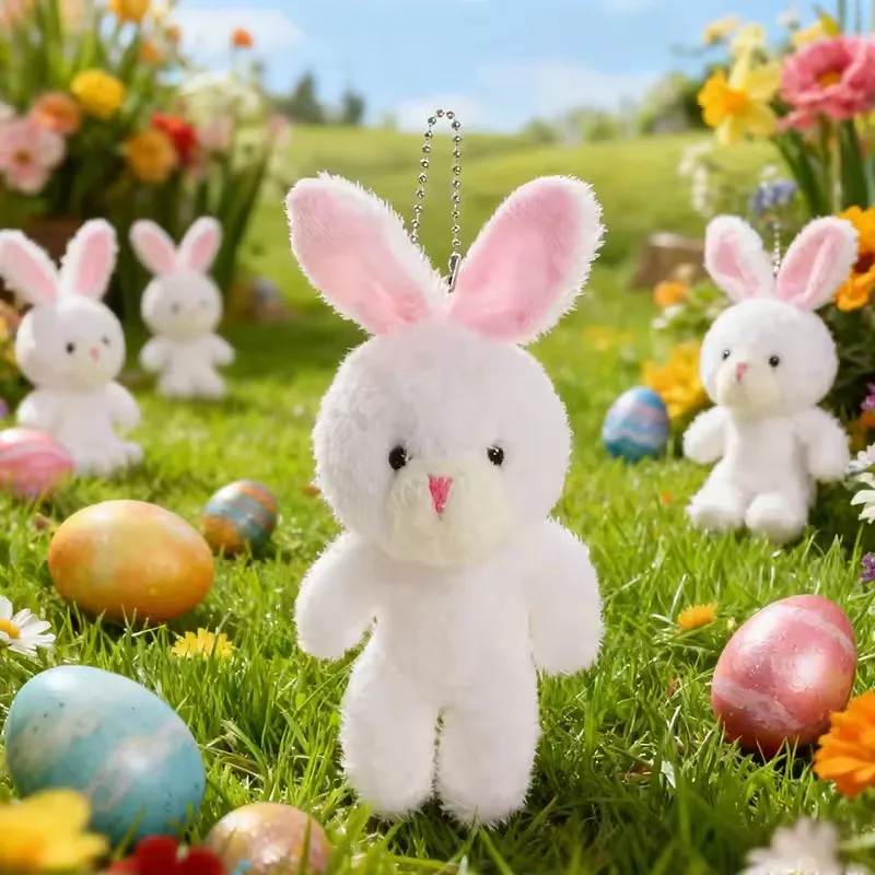 10/20Pcs Easter Party Rabbit Bunny Plush Dolls Keychain Bag Pendant Kids Birthday Party Favors Gift for Guests Basket Fillers