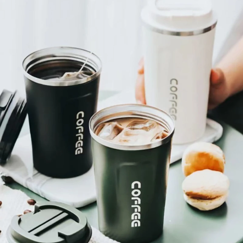 380ml Stainless Steel Coffee Cup Travel Thermal Mug Leak-Proof Thermos Bottle Tea Coffee Mug Vacuum Flask Insulated Cups