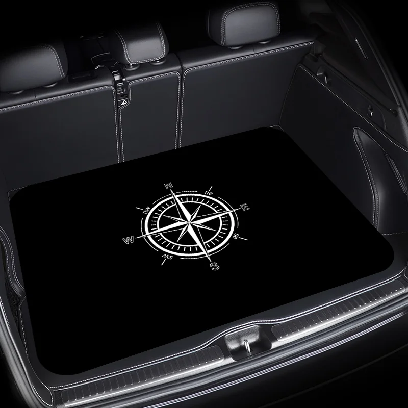 Tapis de doublure de chargement personnalisé imprimé boussole pour voitures – Protecteur de tapis de coffre durable avec texture antidérapante