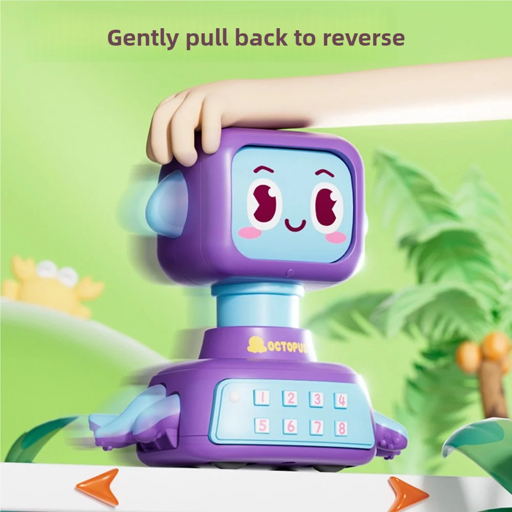 Kinderspielzeugauto, verschiebbare Trägheit, Auswurf, Presse, Auto, pädagogisches Geschenk, niedlicher Oktopus