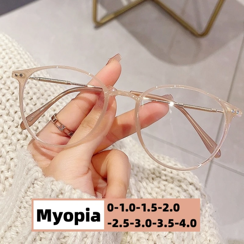 

Ladies Luxury Ins Myopia Glasses Men Women New Trend Anti-blue Light Eyewear Unisex Clear Round Frame Near Sight Eyeglasses