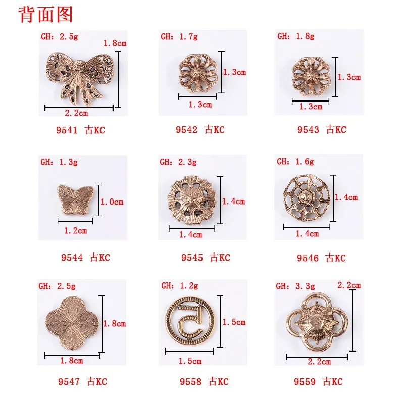 Xiaoxiangfeng retro alloy jewelry accessories bow four-leaf clover flower plate diamond-encrusted clothing hole shoes