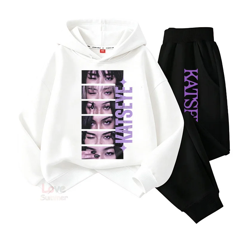 katseye Kpop Clothes Kids Spring Autumn Hoodie Pants 2pcs Set Baby Girls Outfits Teenager Boy Pullover Tracksuit Children's Sets