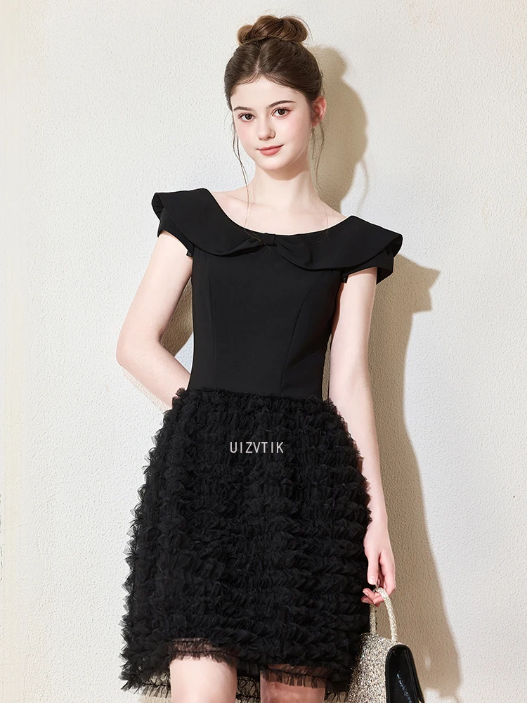 블랙 짧은 댄스 파티 드레스 여성 우아한 연인 아플리케 a 라인 생일 파티 드레스 럭셔리 맞춤형 특별 행사 드레스