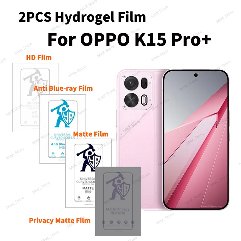 Protector de pantalla de hidrogel azul para OPPO K15 Pro Plus, película de hidrogel mate HD antiarañazos, cubierta completa, 2 uds.