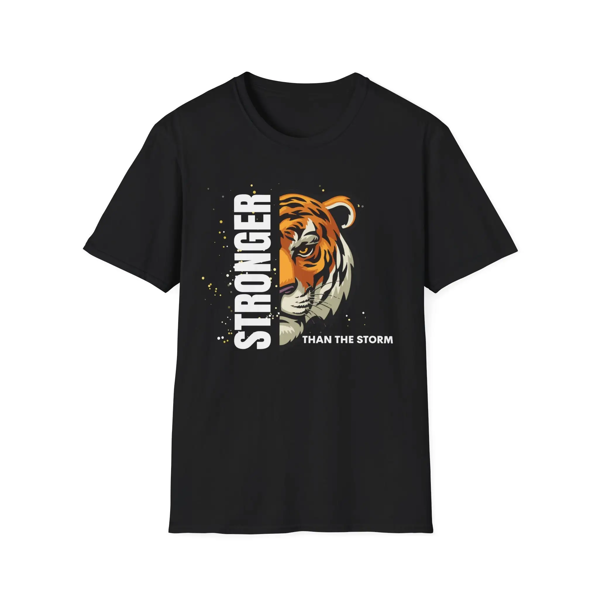 

Stronger Than The Storm Slogan Women T-shirt Vintage Cartoon Tiger's Head Print Female Shirt New Fashion Individuality Tee