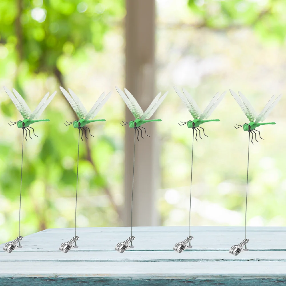 Metal Clamp Simulation Dragonfly Ornament Artificial Dragonfly Clip For Wedding Party Home Decor Garden Potted Plant Flower
