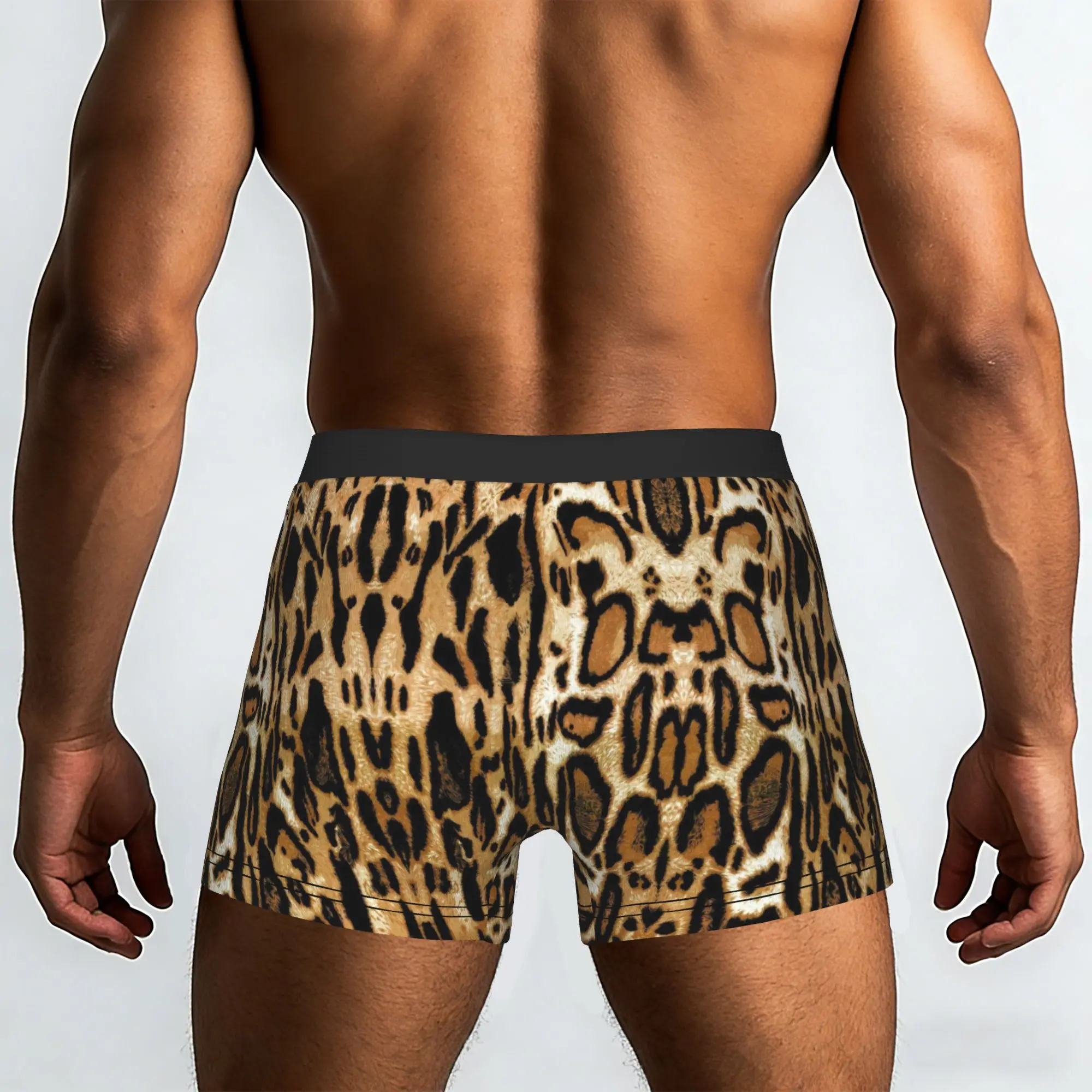 Classic Brown Leopard Animal Skin Pattern  Underpants Homme Panties Man Underwear Print Shorts Boxer Briefs