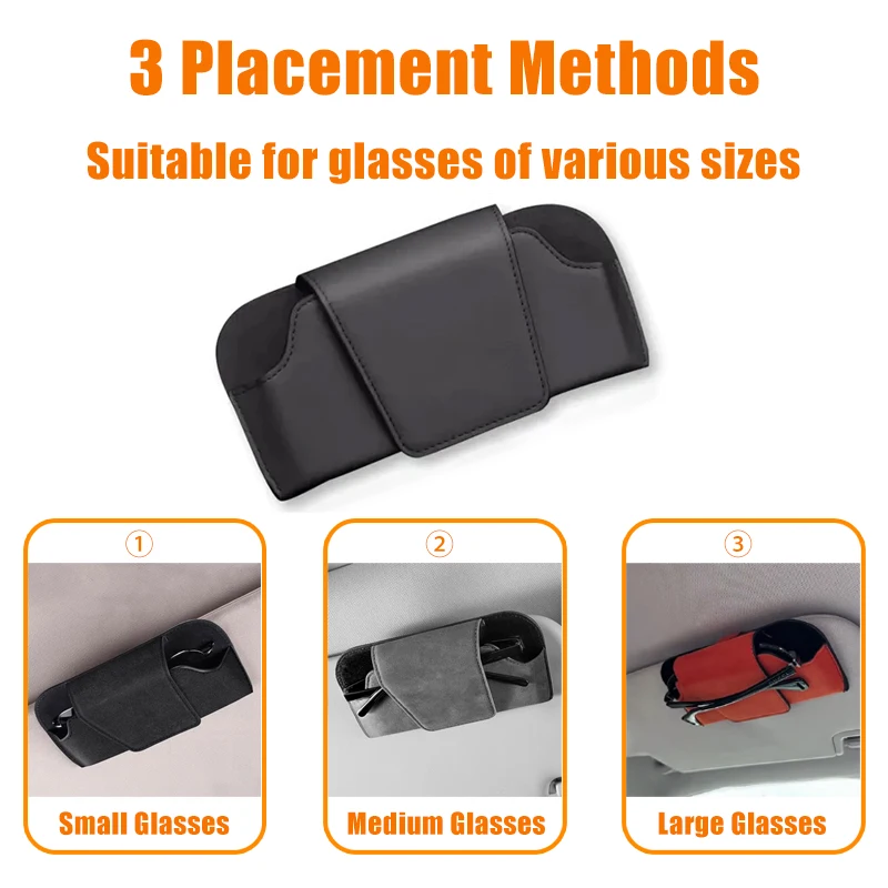 SEAMETAL Cowhide Sun Visor Glasses Holder Premium Leather Wear-Resistant Sunglasses Protective Box Auto Eyeglasses Storage Case