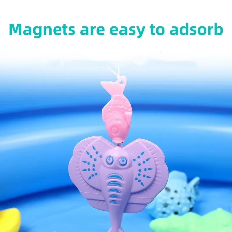 子供用磁気釣りおもちゃセット、インフレータブルプール付き - 赤ちゃんや子供向けの屋内外スポーツパズルおもちゃ、水遊びおもちゃ