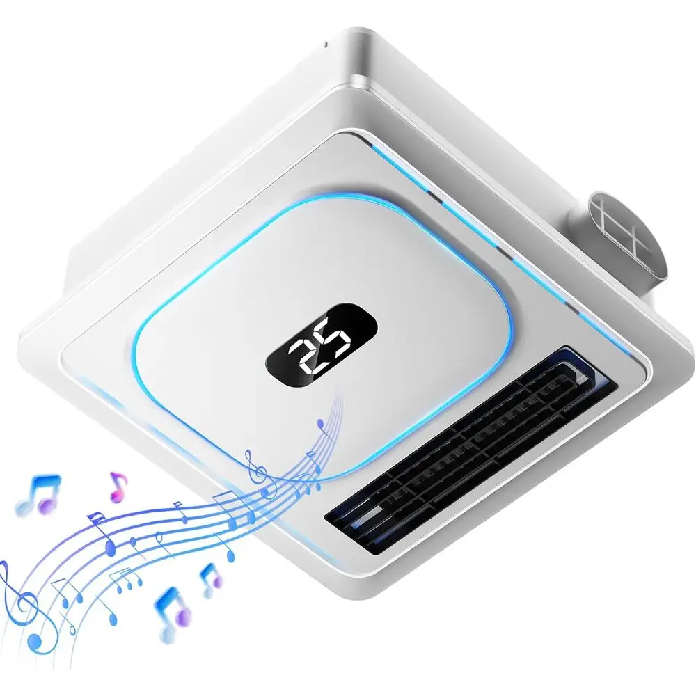 

Вытяжной вентилятор с Bluetooth-динамиком и обогревателем, двойной нагрев 1800 Вт, 230 куб. футов в минуту, 3CCT + 5-цветная RGB-подсветка, отрицательные ионы, управление стендом