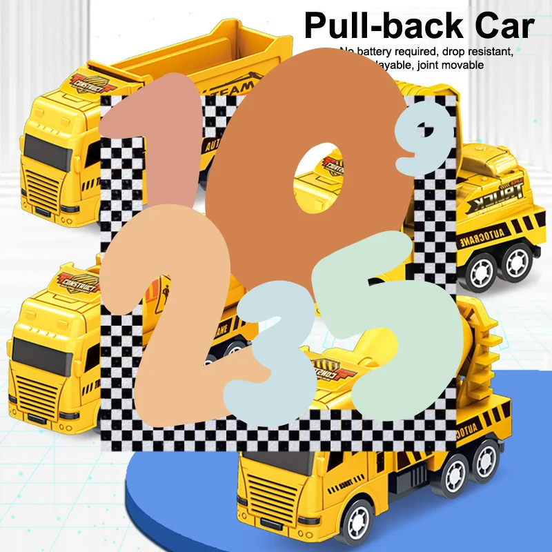 Voitures éducatives pour enfants, 1 pièce, jouet à tirer, guerrier, modèle de véhicule d'ingénierie, quatre Mini voitures
