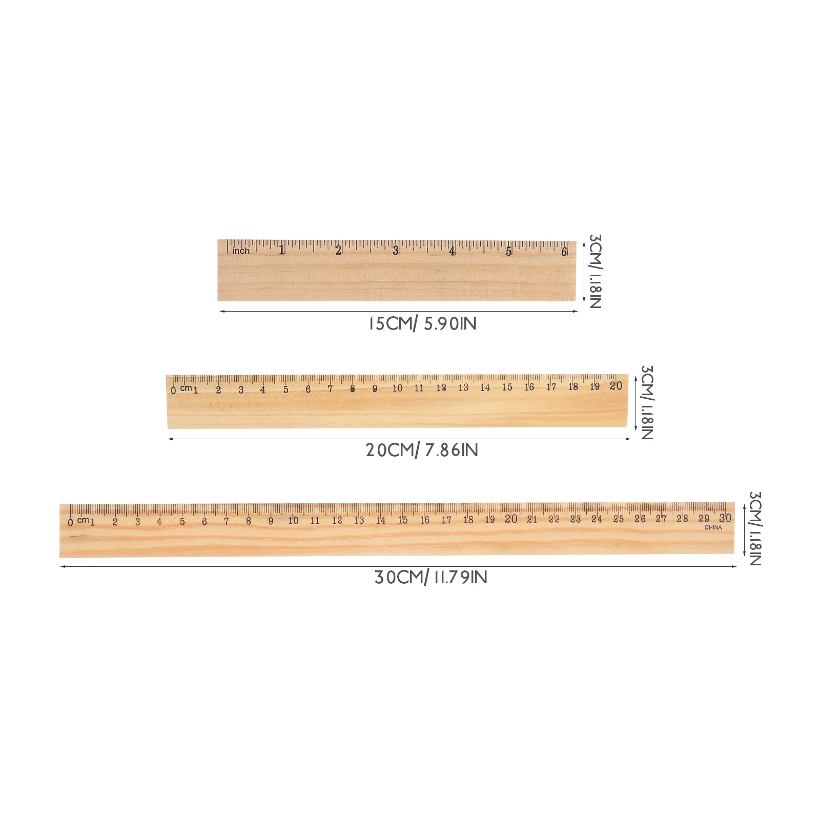 9 Pcs Ruler Wooden Drawing Aesthetic Double Sided Architect Scale Office Measuring Rulers