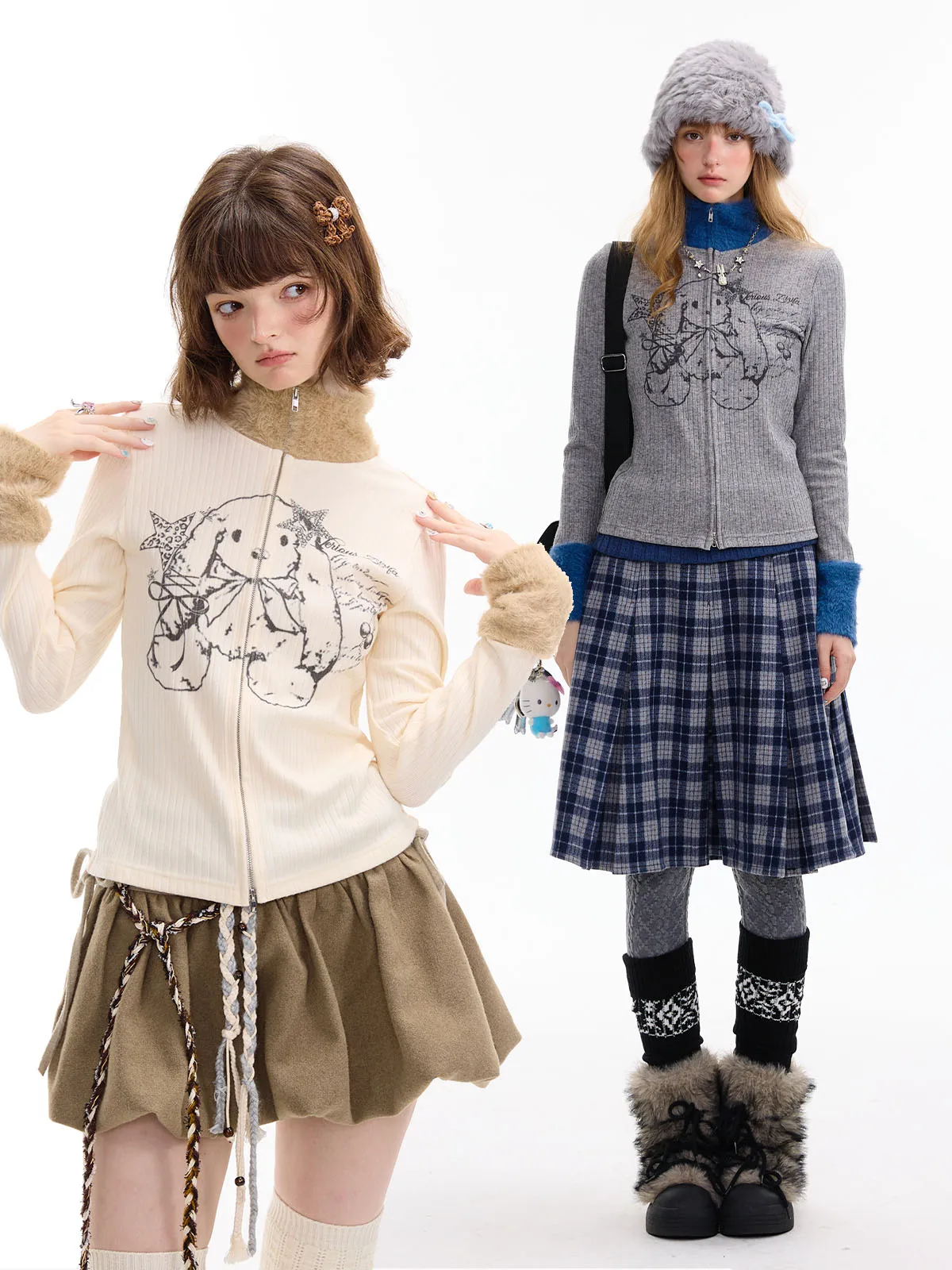 

ZiziFei Women's Knitted Base irt Zipper Fur Collar Print High Collar Inner Wear Top Casual Slim Fit een Fiber Long Sve