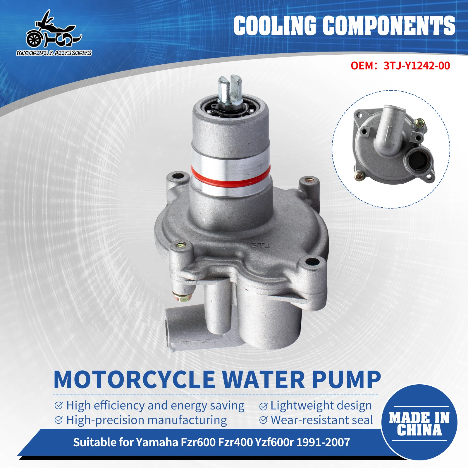 SJ Motorcycle Engine Water Pump Assembly For Yamaha YZF600R Thundercat 96‑07 FZR600 91‑97 FZR600R 94‑95 FZR400RR 3TJ-Y1242-00-00