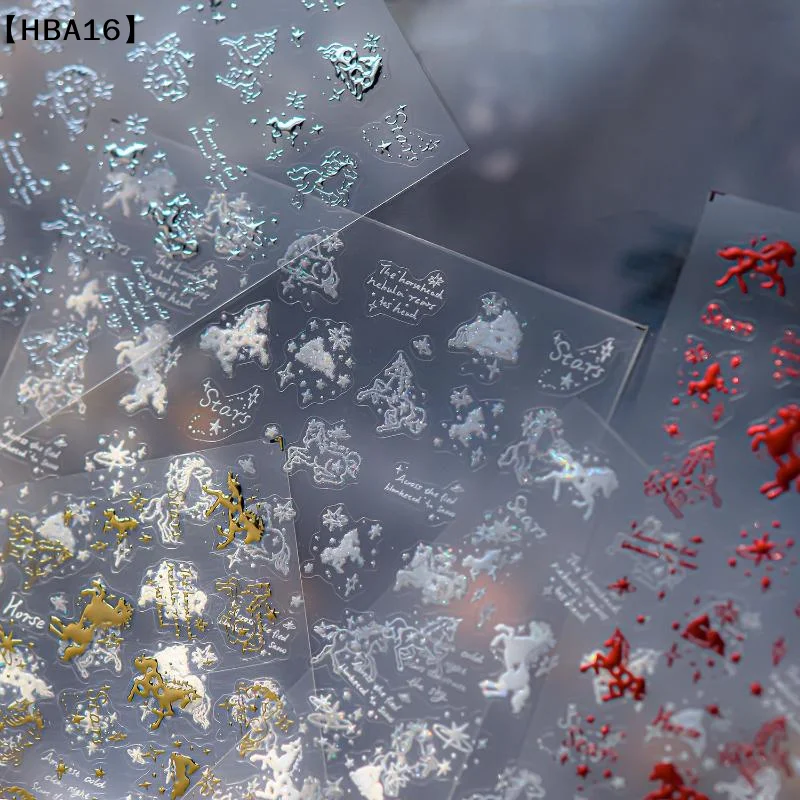 ómHBA16 ParqueGlitter Pony nagelstickers DIY nagelstickers Jaar van het paard Nagelapplicaties Art Sticker Nageldecoratie Accessoires