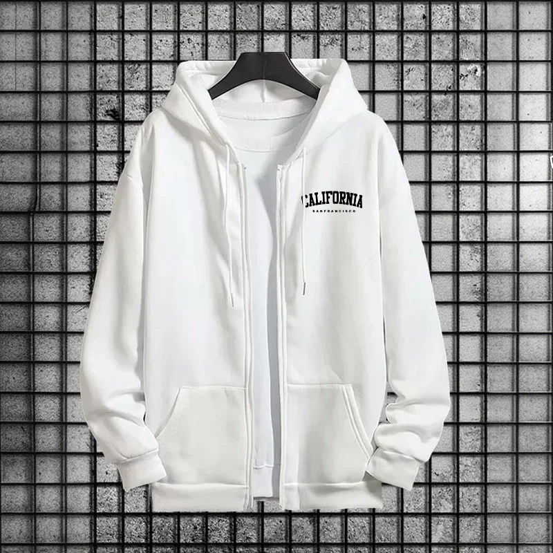 الخريف الشتاء ملابس رياضية كاليفورنيا رجل رياضي طقم رياضي 2025 جديد 2 قطعة قلنسوة بسحاب Sweatpants الحضرية الشارع الشهير الزي #4