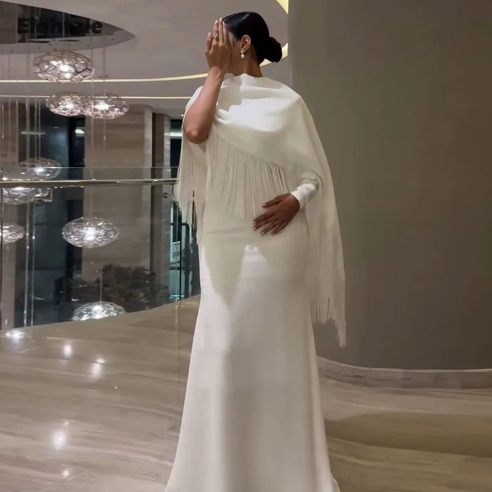 

Eightale Arabic Wedding Dress Customized Ivory One Shoulder Bridal Gown Muslim Mermaid Bride Party Dress