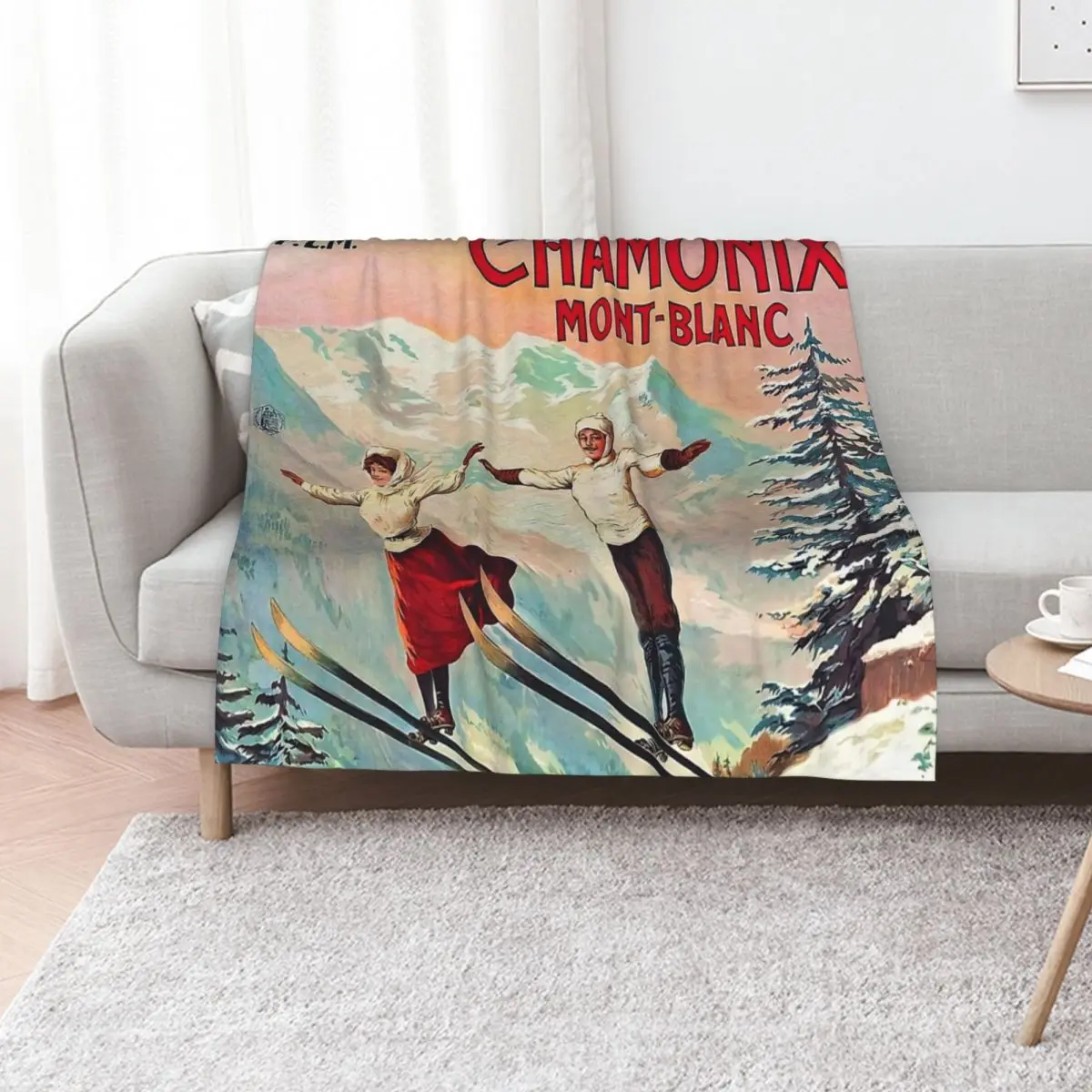 

Chamonix, Mont Blanc - Vintage Throw Blanket Luxury Designer Stuffeds heavy to sleep blankets and throws Blankets