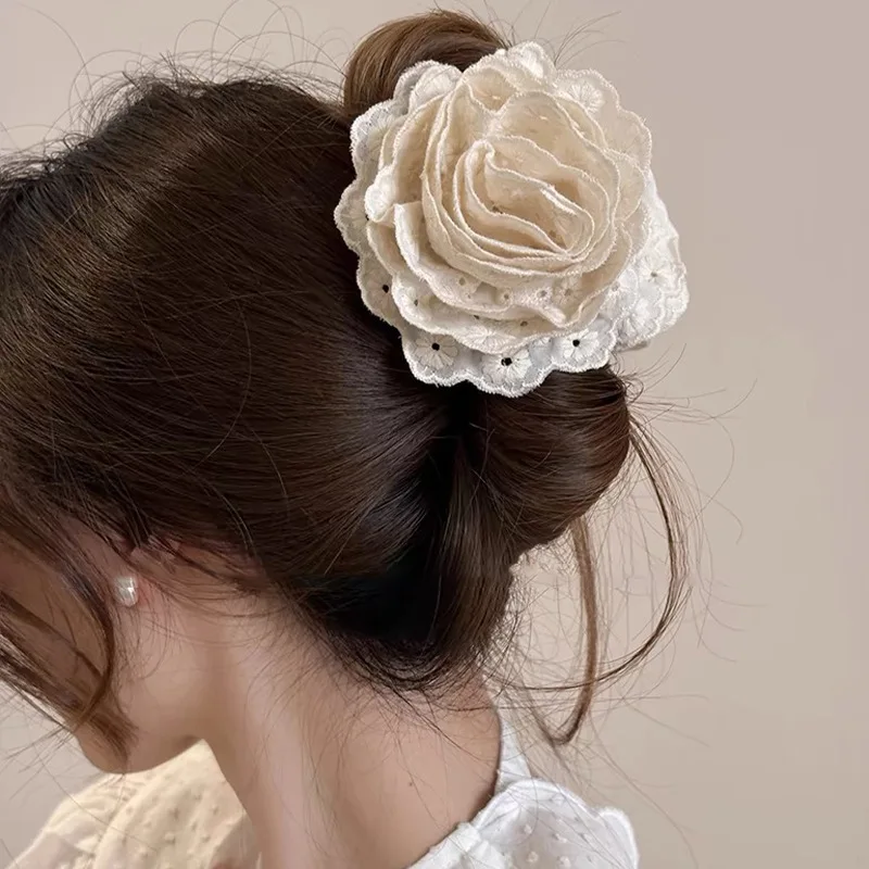 1 Pcs Ladies' Hair Claws Flower Sweet Fashionable Elegant Gentle Hair Grabs For Girl Simple Versatile Korean Hair Accessories