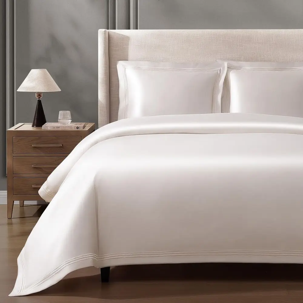

Parima Triple Luxe Hotel Collection Duvet Cover Set 100 Certified Egyptian Cotton, Baratta Embroidery, King Cal King, Cream