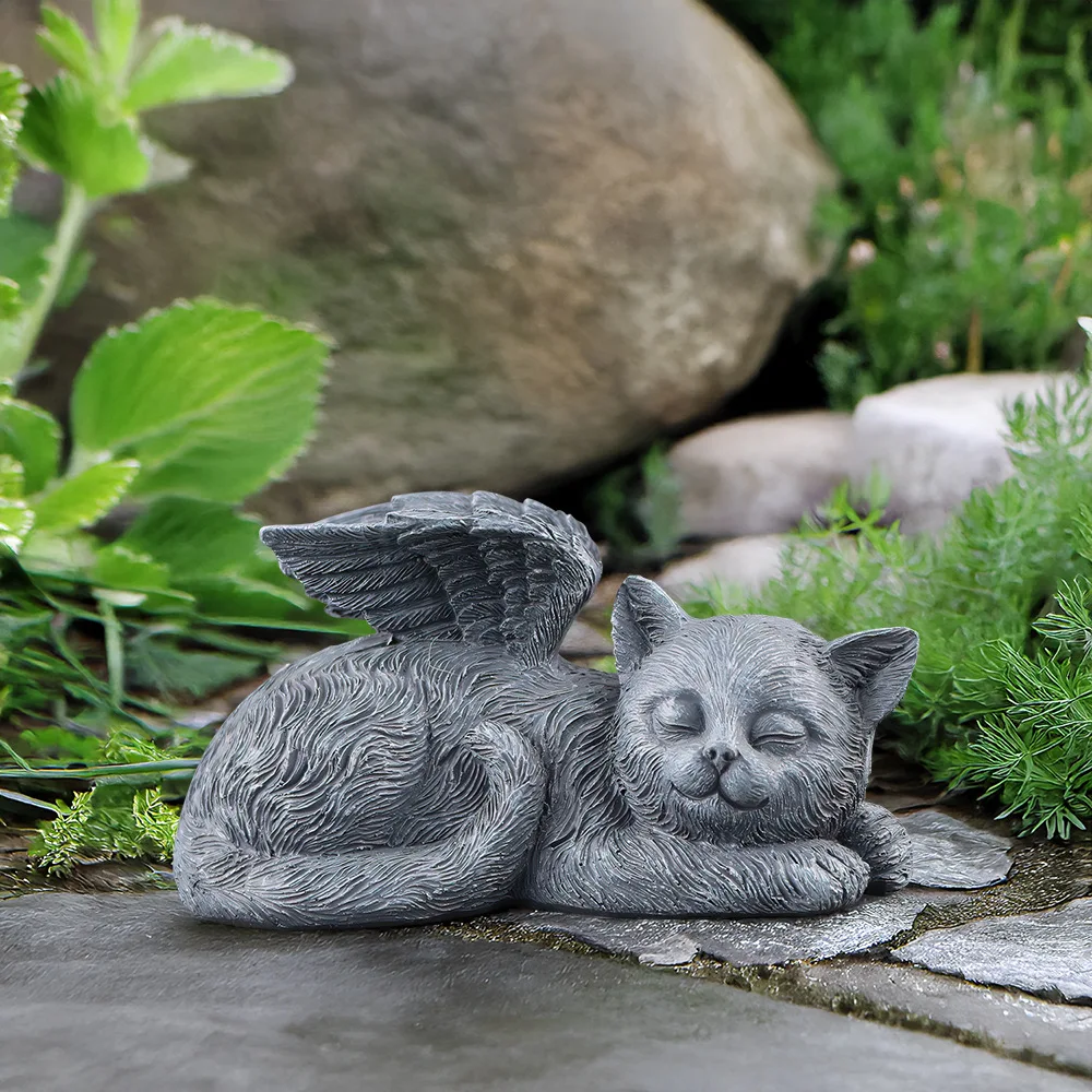 2026 Resin Angel Dog Cat Statue - Garden Decoration Puppy Tombstone Sculpture Home Decor Ornament Ideal Gift for Pet Lovers