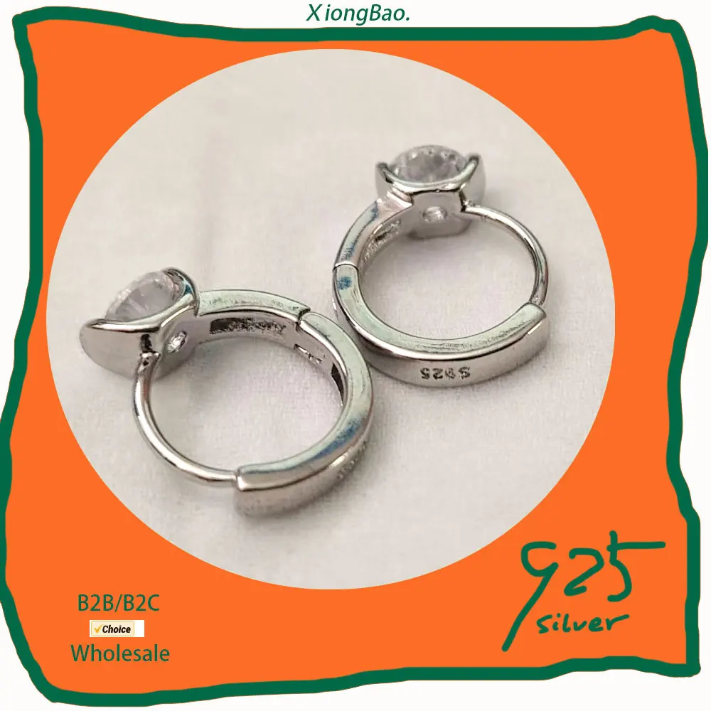 

New Fashion Jewelry Hoop Earrings For Women For Girls Classic Six Claw Clear AAA+Cubic Zirconia Stamp 925 Sterling Silver 2026