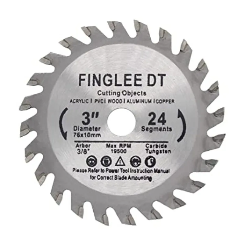 FINGLEE DT 3 Inch Circular Saw Blade,24 Segments TCT Cutting Disc for Wood Plastic Composite Objects 76mm