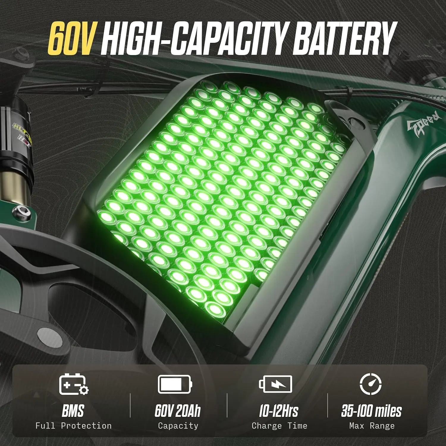 9000W 50MPH Dual Motor Electric Bike 110Mi 60V 26