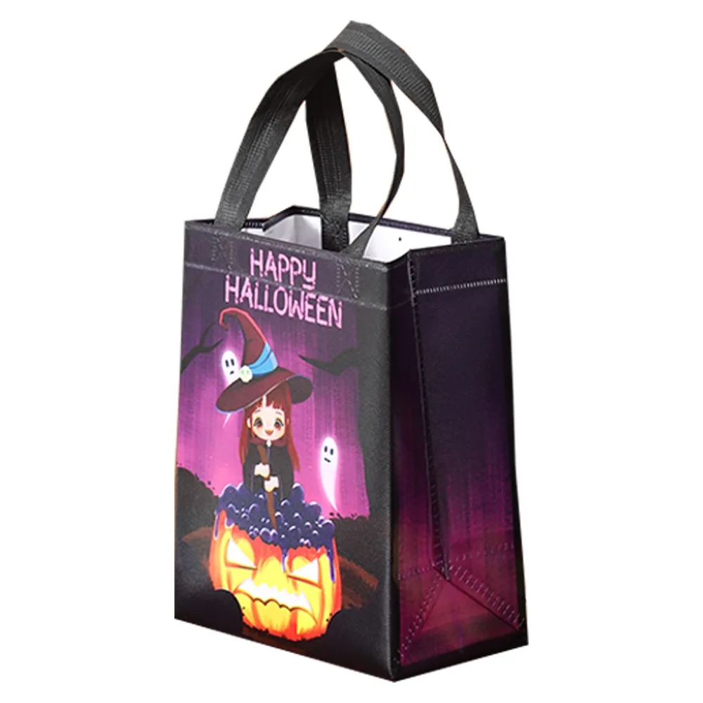 Trendy Devil Halloween Non-woven Handbag Cartoon Printed Halloween Gift Bag Large Capacity Portable Pumpkin Creative Bag Gifts