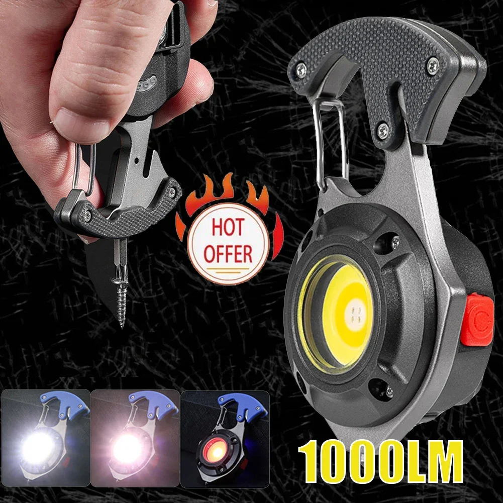 

LED Micro Flashlight Pocket Keychain Flashlights USB Rechargeable Torch Strong Magnet Screwdriver Hammer Outdoor Emergency Lamp