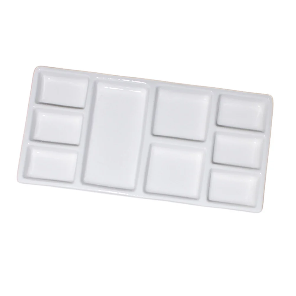 

Ceramic Palette Rectangle Paint Tray White Color Gouache Watercolor Oil Painting Pigment Plate Mixer Artist Craft Hobbyist