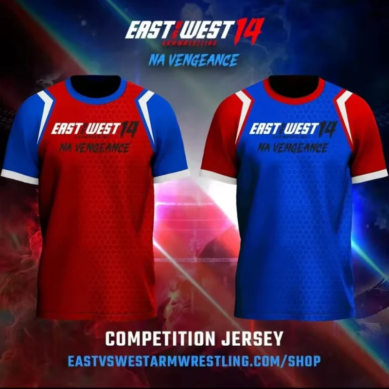 New East VS West 14 Devon Larratt Arm Wrestling Jersey Team Wrist Enthusiasts Training Fitness Game-day Uniform Clothes T-shirts