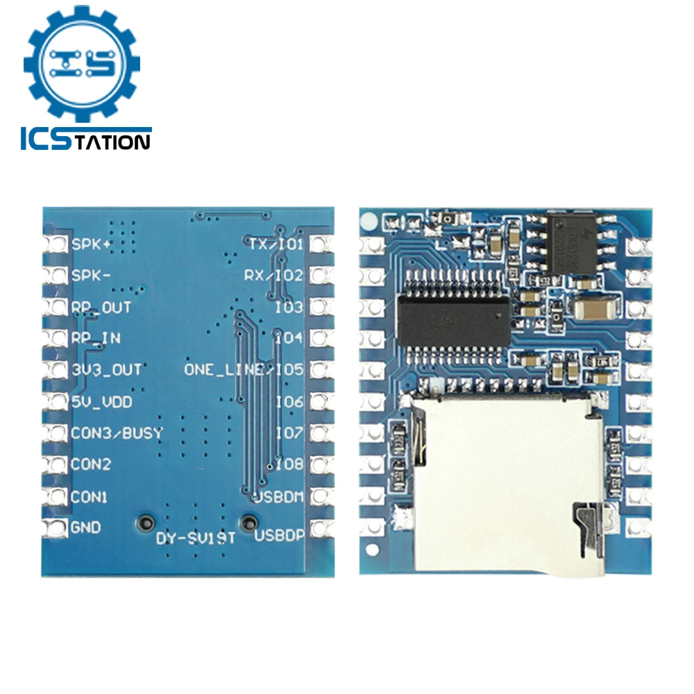 Voice Sound Playback Module USB MP3 Player Amplifier Board 5W  4MBytes Flash TF Card DY-SV19T I/O Trigger 8Bit GPIO UART Contorl