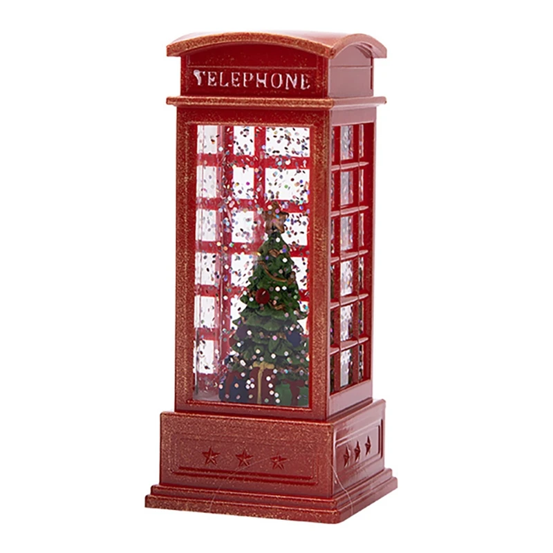 Christmas Lantern Snow Globe Lantern Christmas Water Glittering Snow Telephone Booth For Festival For Kids