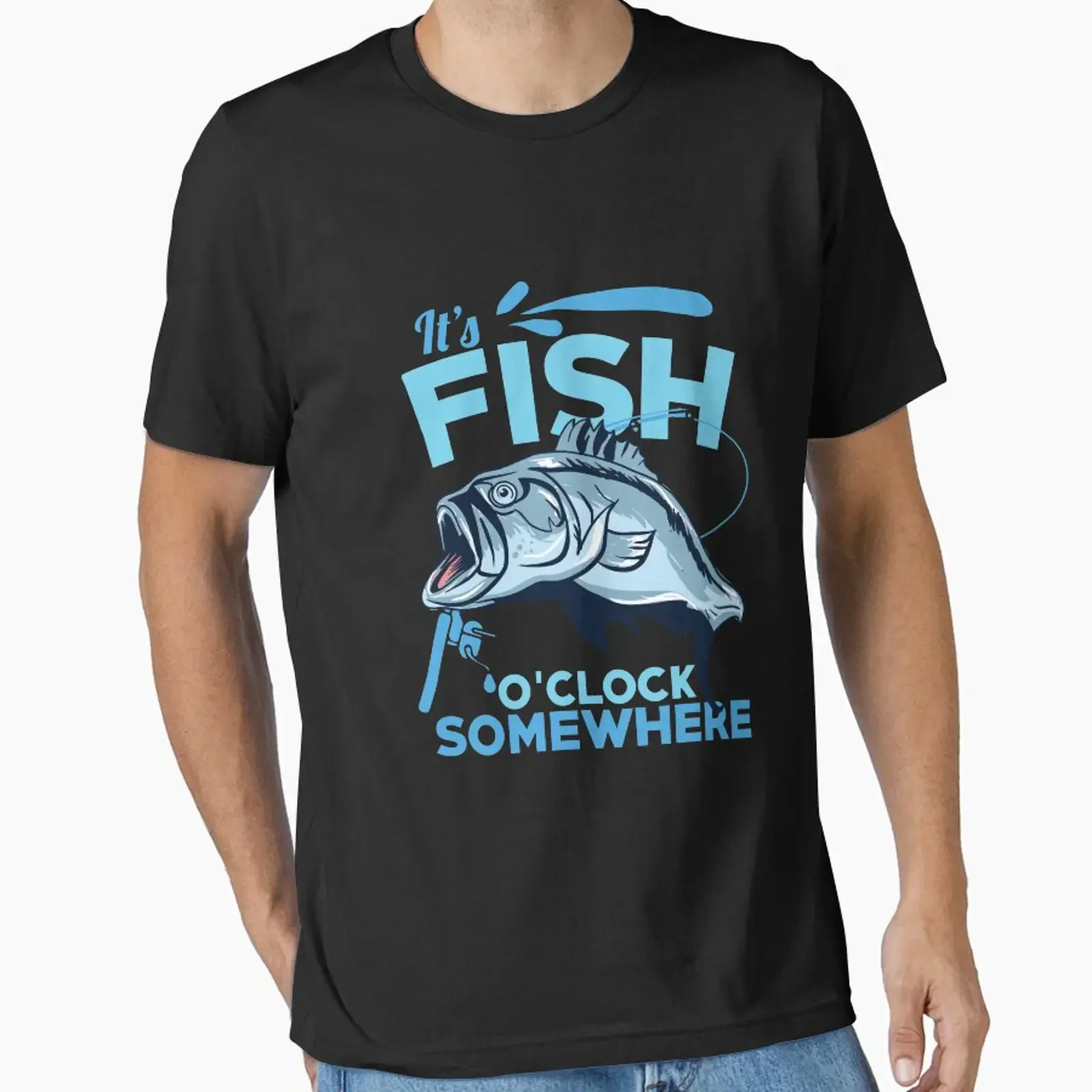 FISHING It's Fish O'clock Somewhere designed and sold by woormle vintage Washed Slightly Breathable Casual Stylish