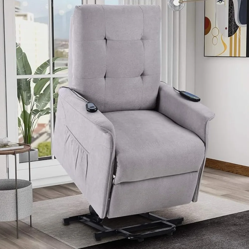 Power Lift Recliner with Massage & Vibration Electric Recliner Chair Massage Sofa Microfiber Fabric Living Room Chair with Side