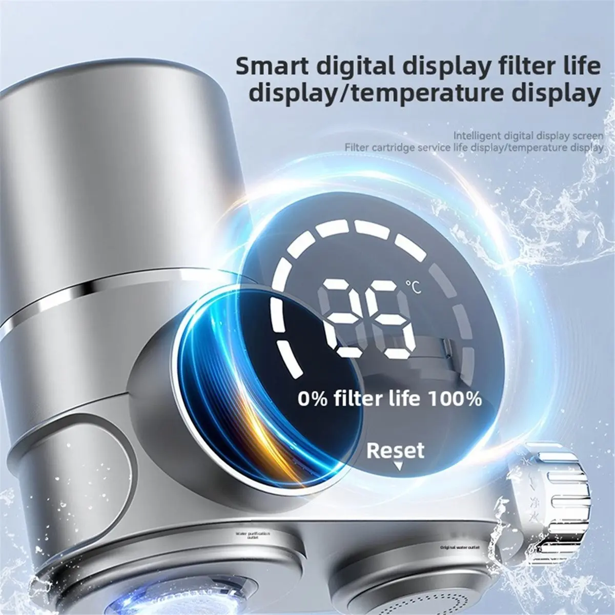 Smart Faucet Water Filter, Anti-Scale Kitchen Bathroom Tap Water Purifier for Clean Drinking Water a