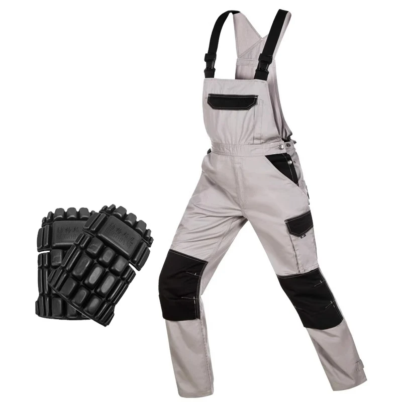 Men's 100% cotton Workwear Suit Work Bib and Brace Overalls with Knee Pads Pocket work wear Craftsman Bib Brace Overall