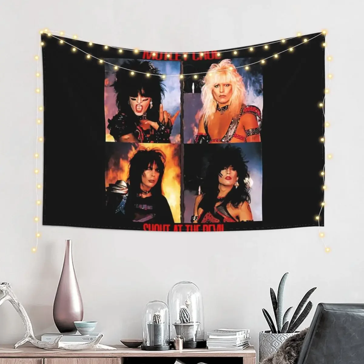 Crue Live Fans Art Shout at the Devil Essential Tapestry Funny Home Decoration Accessories Room Decor Korean Style Tapestry