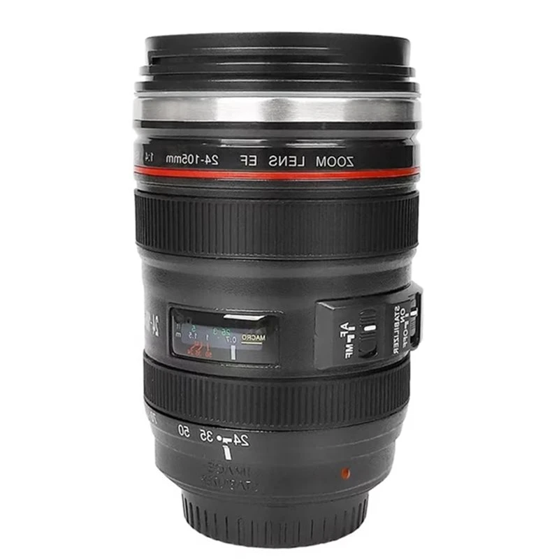 ABNL SLR Lens Cup Camera Camera Lens Model Stainless Steel Casual Cup With Lid Coffee Mug Black Coffee Mugs