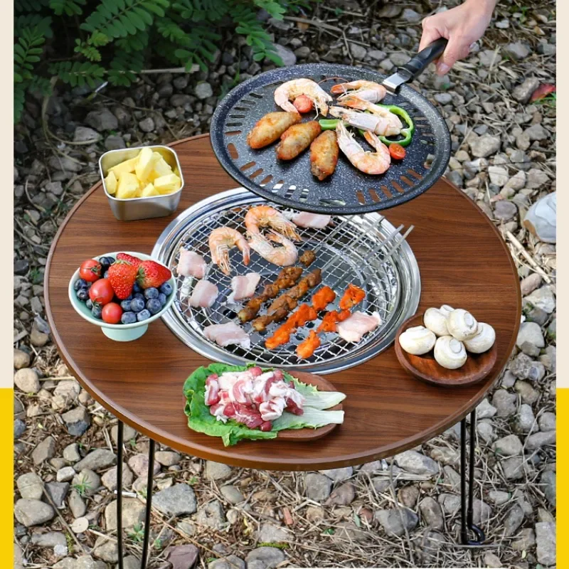 Outdoor Smokeless BBQ Grill, Portable Folding Grill Table, Charcoal Roaster for Backyard, Camping, Tea Stove