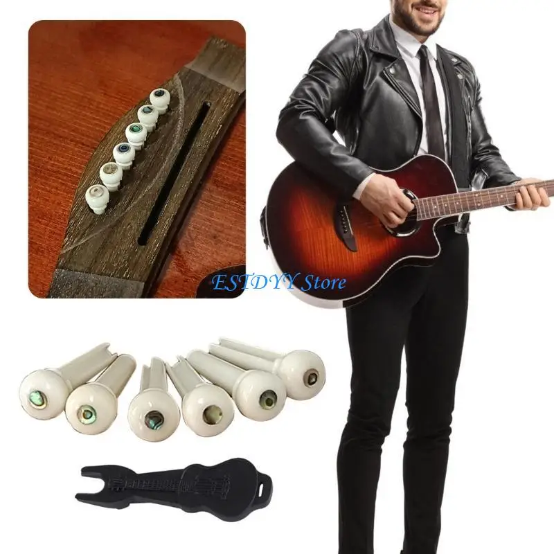 

G6DE Elegant Bone Guitar Bridge Pins Set Bone Bridge Pins String Instrument Accessory
